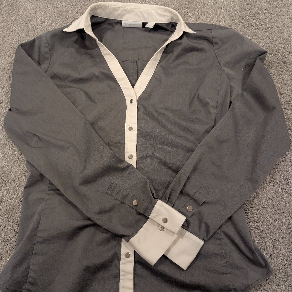 Women's New York and Company Button Down Dress Shirt